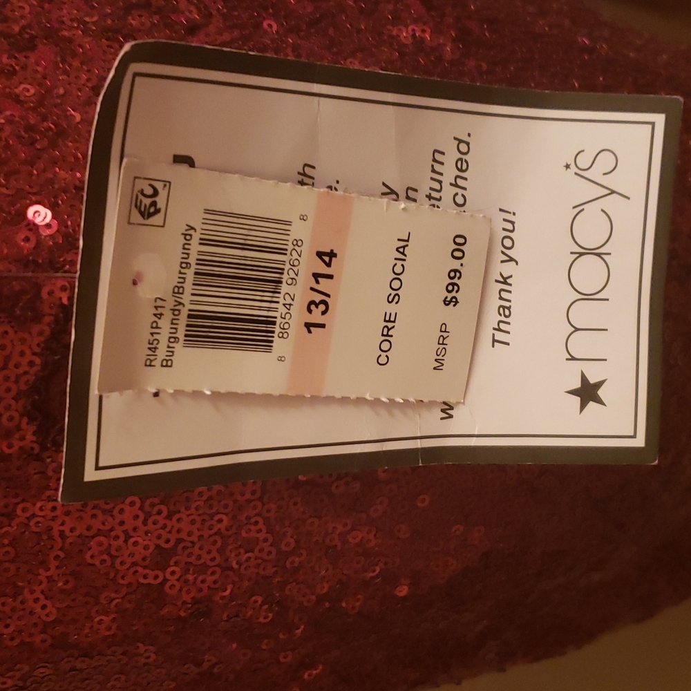 B.DARLIN Women's Red Sequin Sleeveless Gown Dress. - Picture 7 of 7